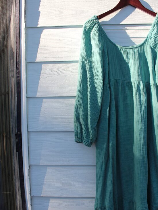 Universal Thread Teal Cotton Gauze Tiered Maxi Dress- Medium - Picture 3 of 8